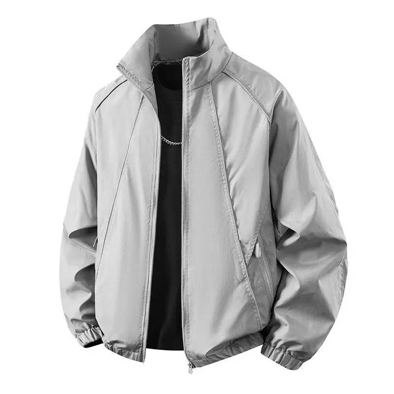 Men's Casual Windproof Waterproof Jacket Stand Collar Spring Autumn Wear Resistant Outdoor Clothing Durable Cargo Coat
