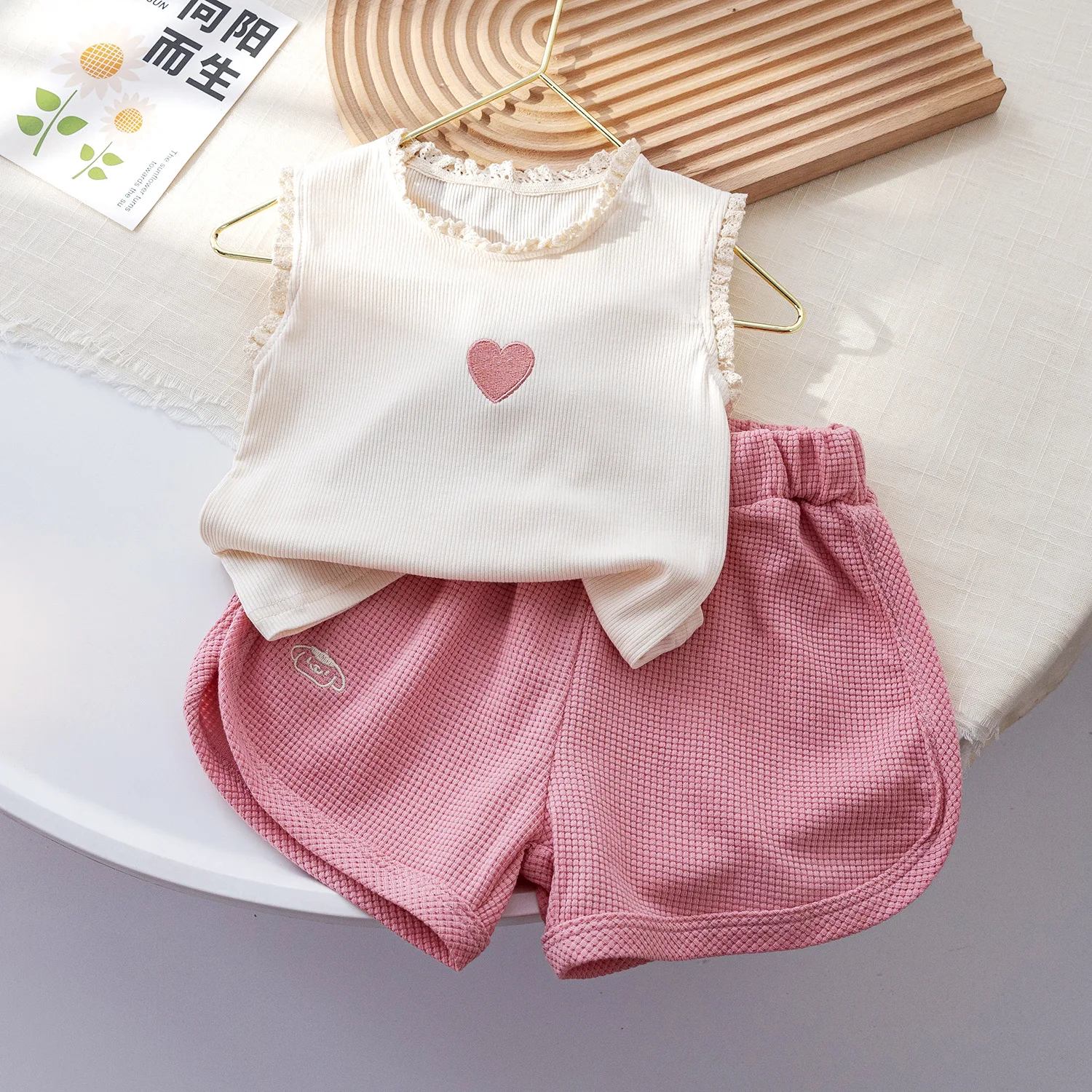 Girls Clothes Sets Summer 2024 Children Cotton Vest T-shirts Shorts 2pcs Cute Suit For Baby Tracksuits Kids Casual Outfits 5 6Y