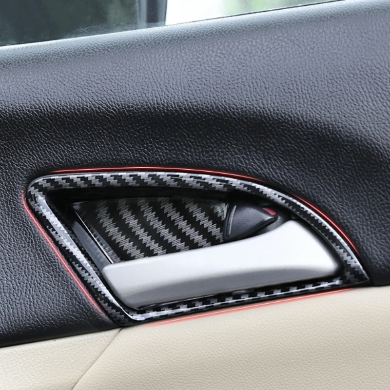 For Honda Crosstour Accord 8th Door Inner Handle Frame Patch Modified Carbon Fiber Pattern Decorative Frame Interior Accessories