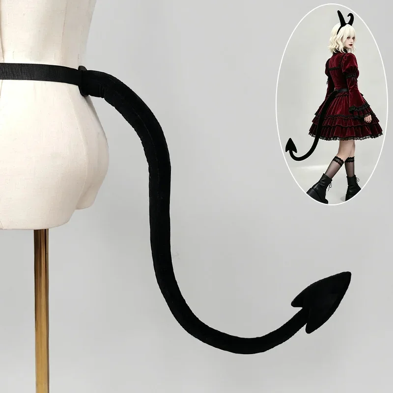Devil Horns Headband Fake Tail Set Demon Vampire Cosplay Costume Accessories Halloween Party Dress Up Prop, Unisex Girl Gift New 5