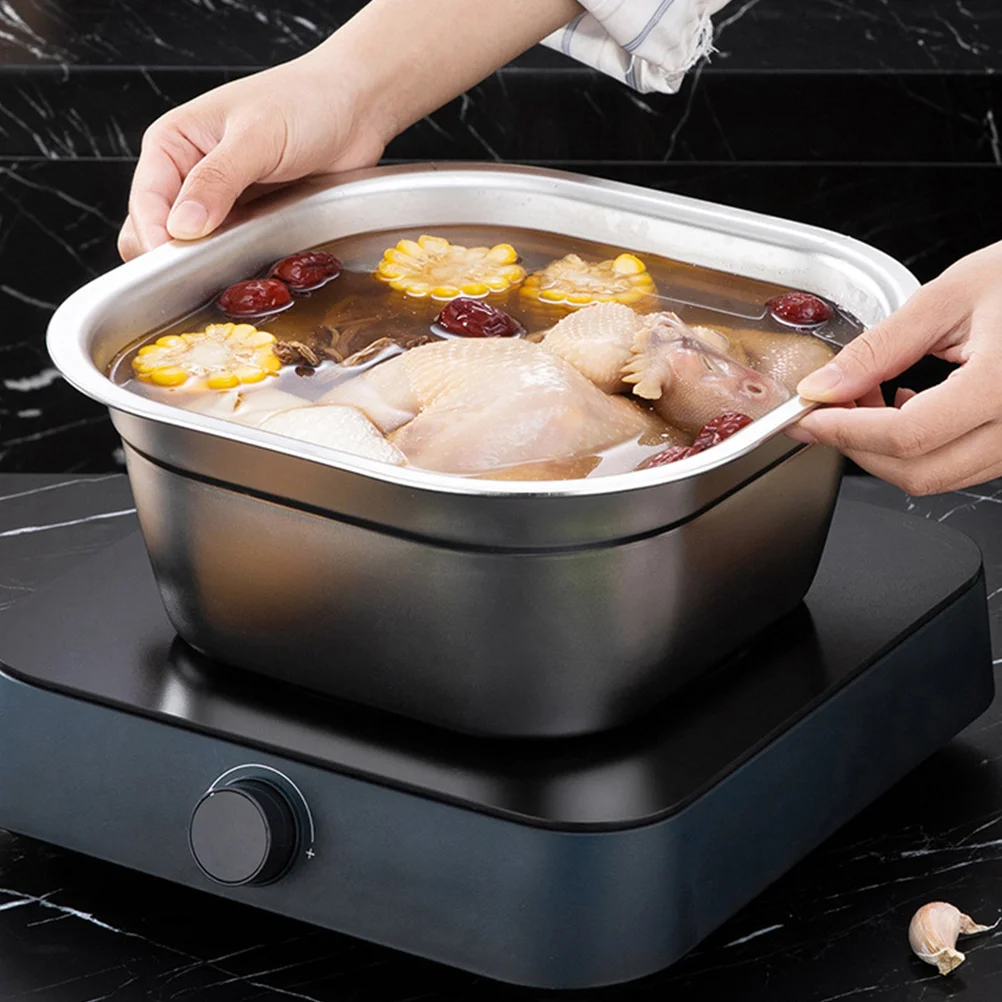 

Stainless Steel Large Capacity Multifunctional Square Washing Basin Vegetable Sink Kitchen Mixing Bowl Thick Metal Basin