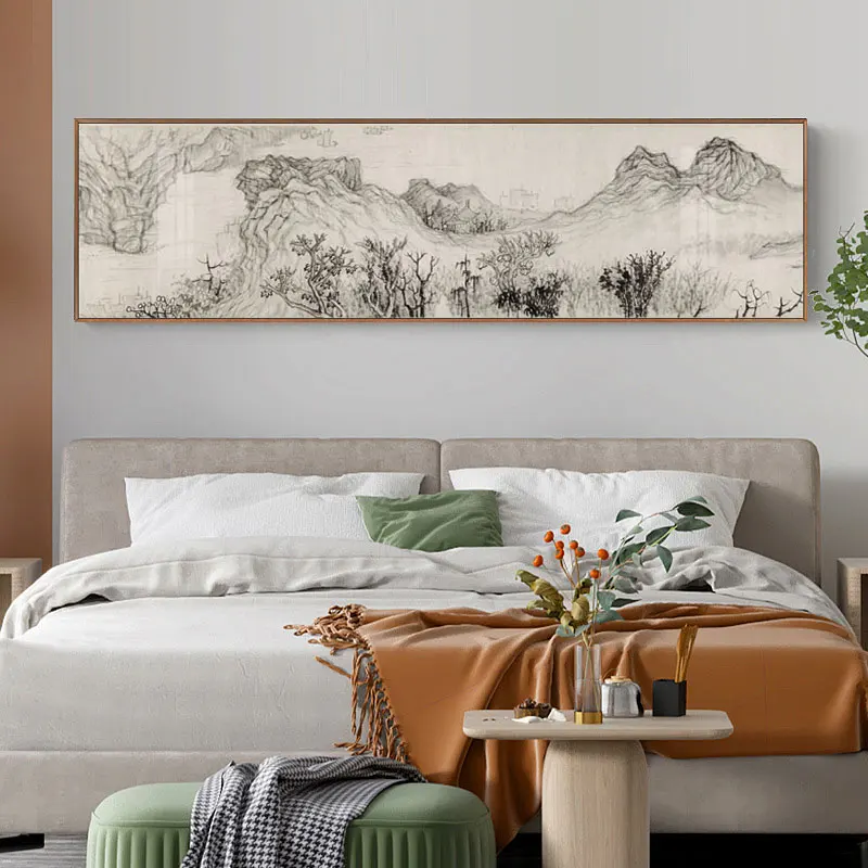 

Vintage Chinese Painting Canvas HD Print Mountain Landscape Picture Wall Art Poster Photos for Living Room Home Decorative