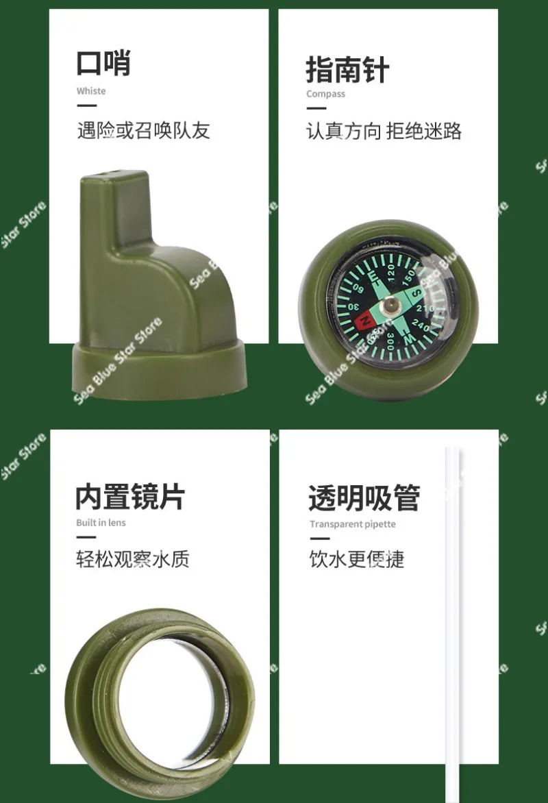 Portable outdoor water purification filter tube Field filter straw Outdoor emergency direct drinking water purification tool