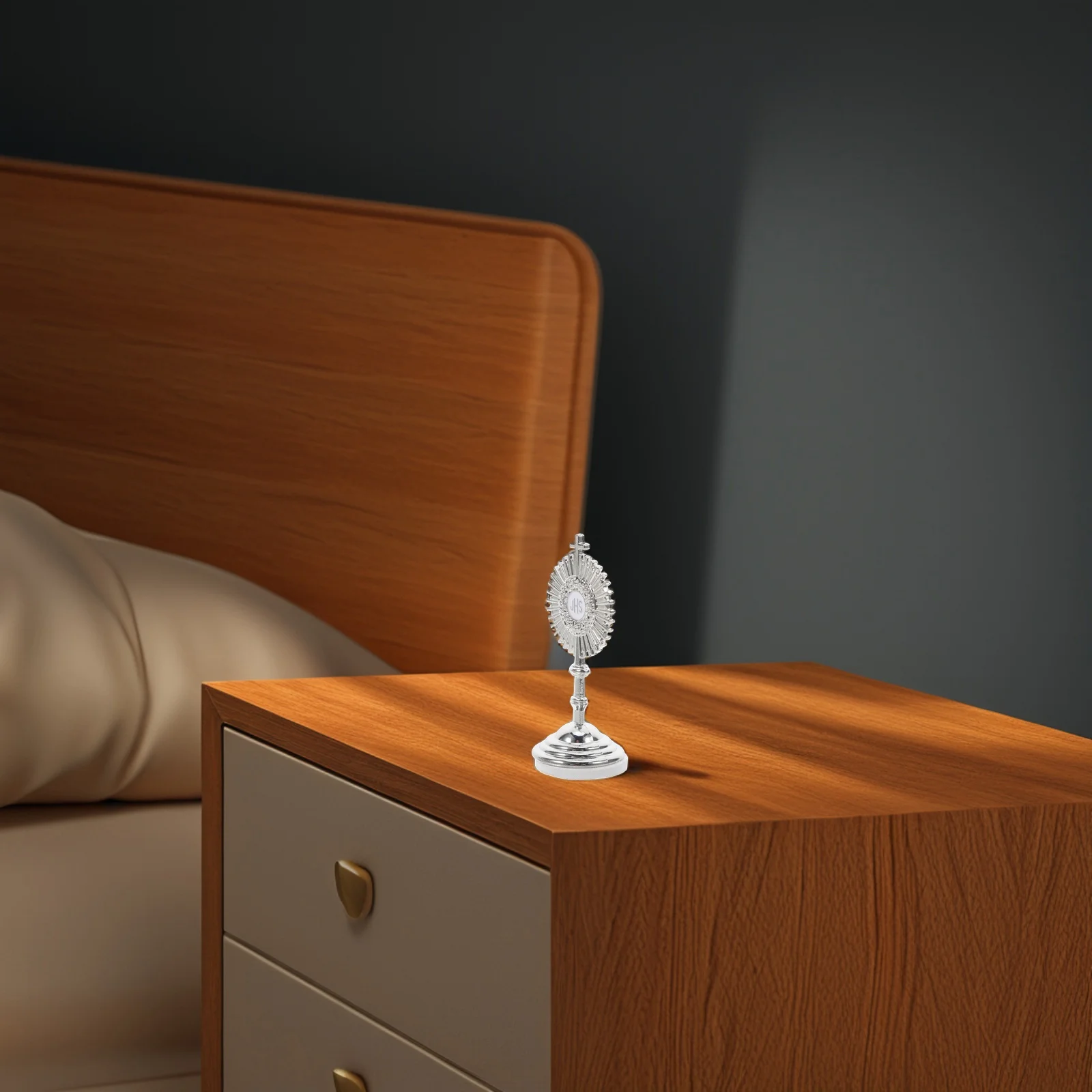 

4Pcs Mini Metal Catholic Jesus Cross Crucifix Standing Tabletop Home Chapel Decorative Religious Ornament Metal Cross with Base