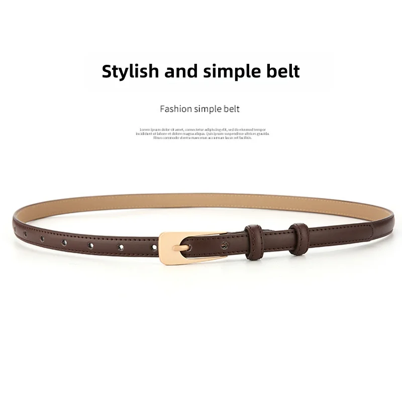 Minimalist Slim Leather Waist Belt For Women Elegant Metal Buckle Adjustable Strap Match Dress Jeans And Skirts