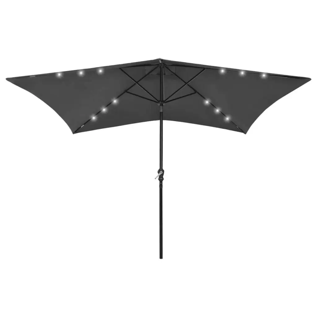 2x3m Garden Parasol with LED Lights & Durable Steel Pole - Stylish Anthracite Umbrella