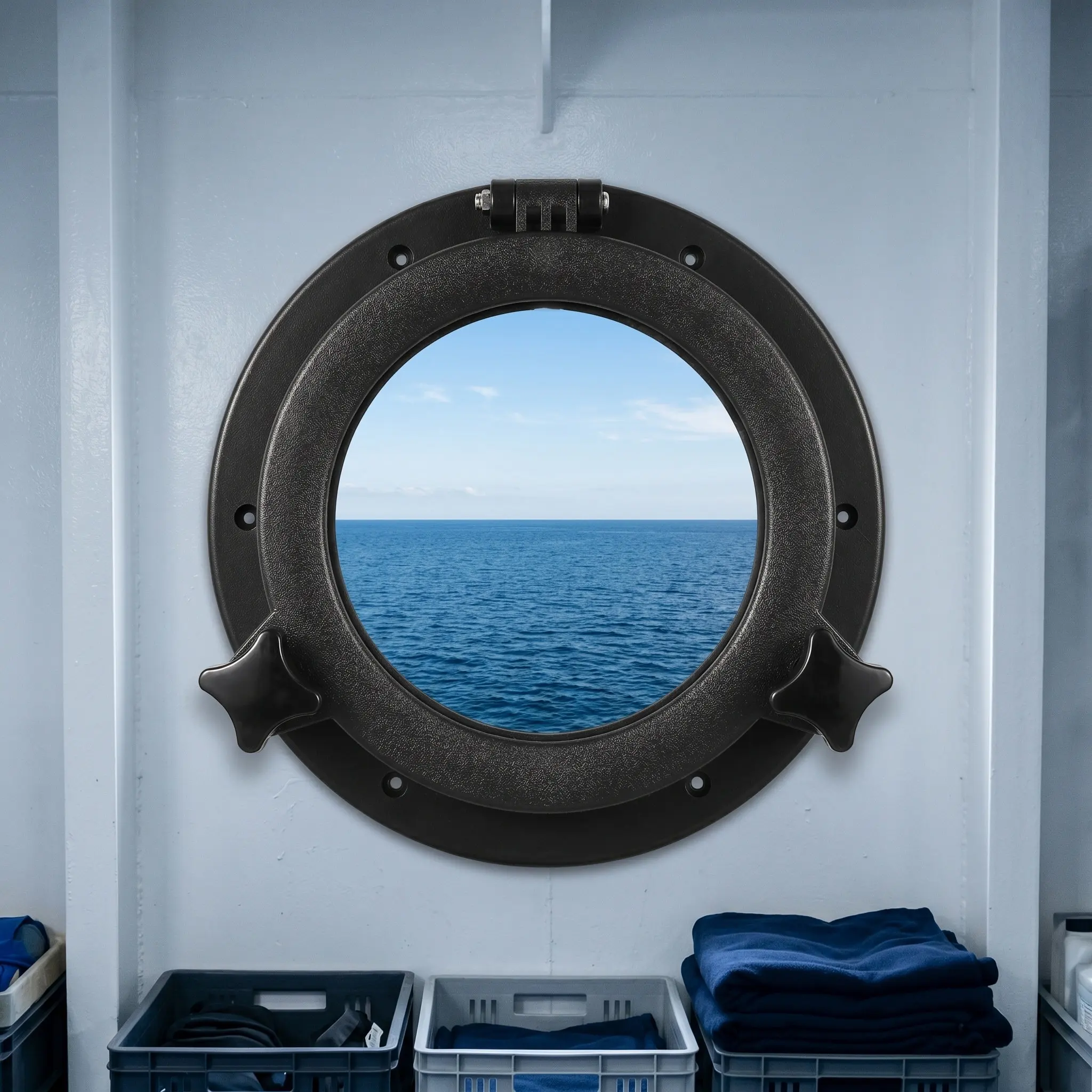 

8.5 Inch Marine Porthole Window Round Opening Tempered Glass Boat Hatch Replacement for Yacht Cabin Waterproof