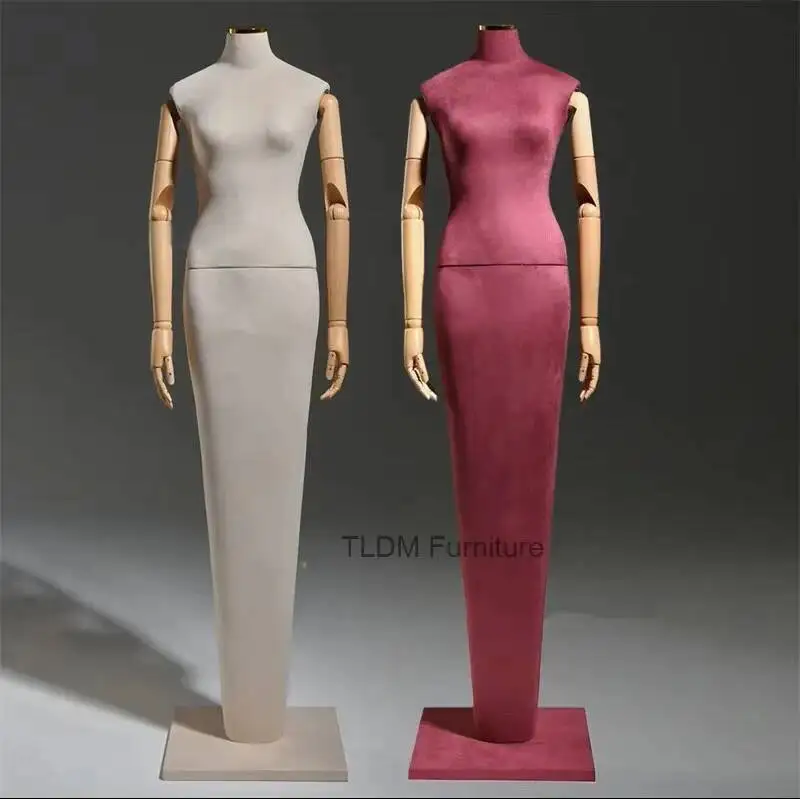 Mannequin Women's Display Light Dummy Full-body Luxury Model Window Velvet Display Props for Covered Clothing Mannequins Rack Z