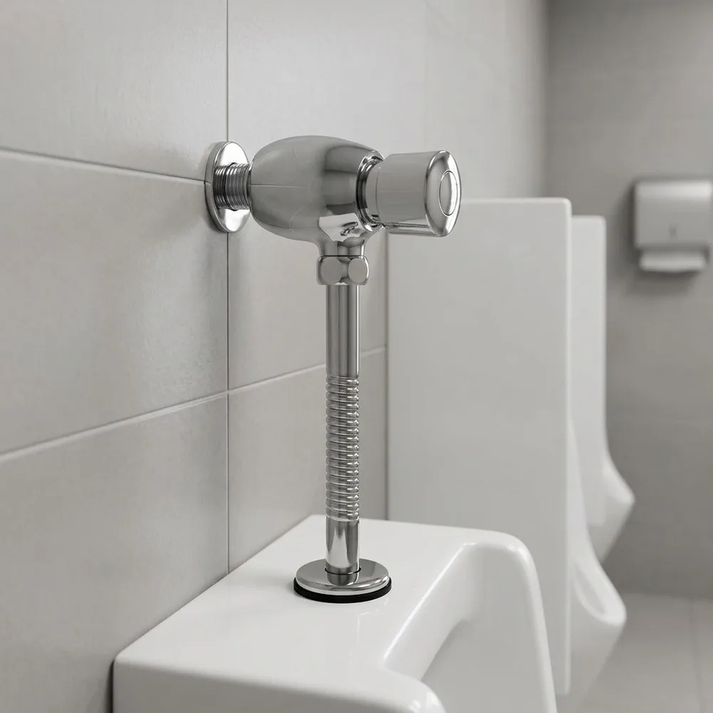 Brass Construction Urinal Flush Valve with Manual Activation Mechanism Suitable for Retrofit and New Installation Projects