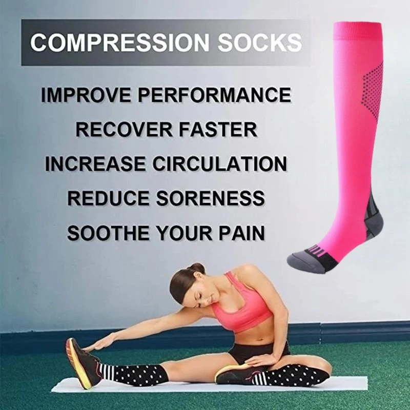 New Compression Socks Fit Football Soccer, Men Socks, Varicose Veins, Pregnant Women, Medical Nursing Knee High Stockings