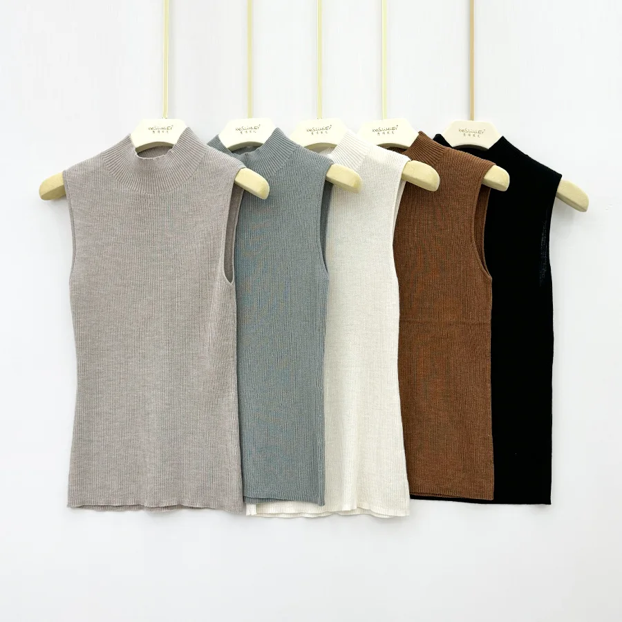 silk tank top summer brown fashion sleeveless wool tops women clothes turtleneck woemsn shirt sexy shirts corset vintage korean