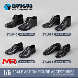 ZYTOYS ZY1040 ZY1031 ZY1042 ZY1043 1/6 Male Square Round Toe Shoes Hollow Leather Shoe Model Fit 12'' Soldier Action Figure Body