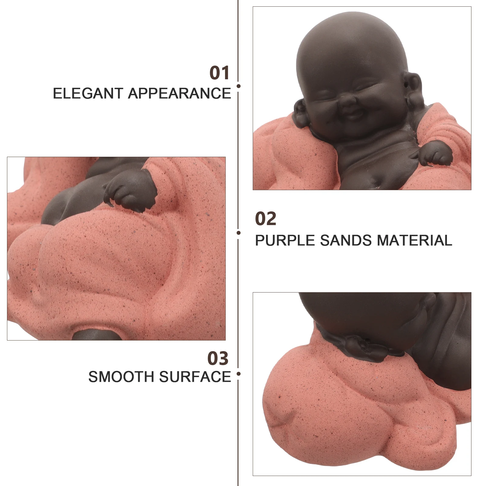 

Purple Sands Buddha Statue Mini Cute Tiny Desktop Tea Pet Ornament Creative Buddha Decor Office Home Table Decoration
