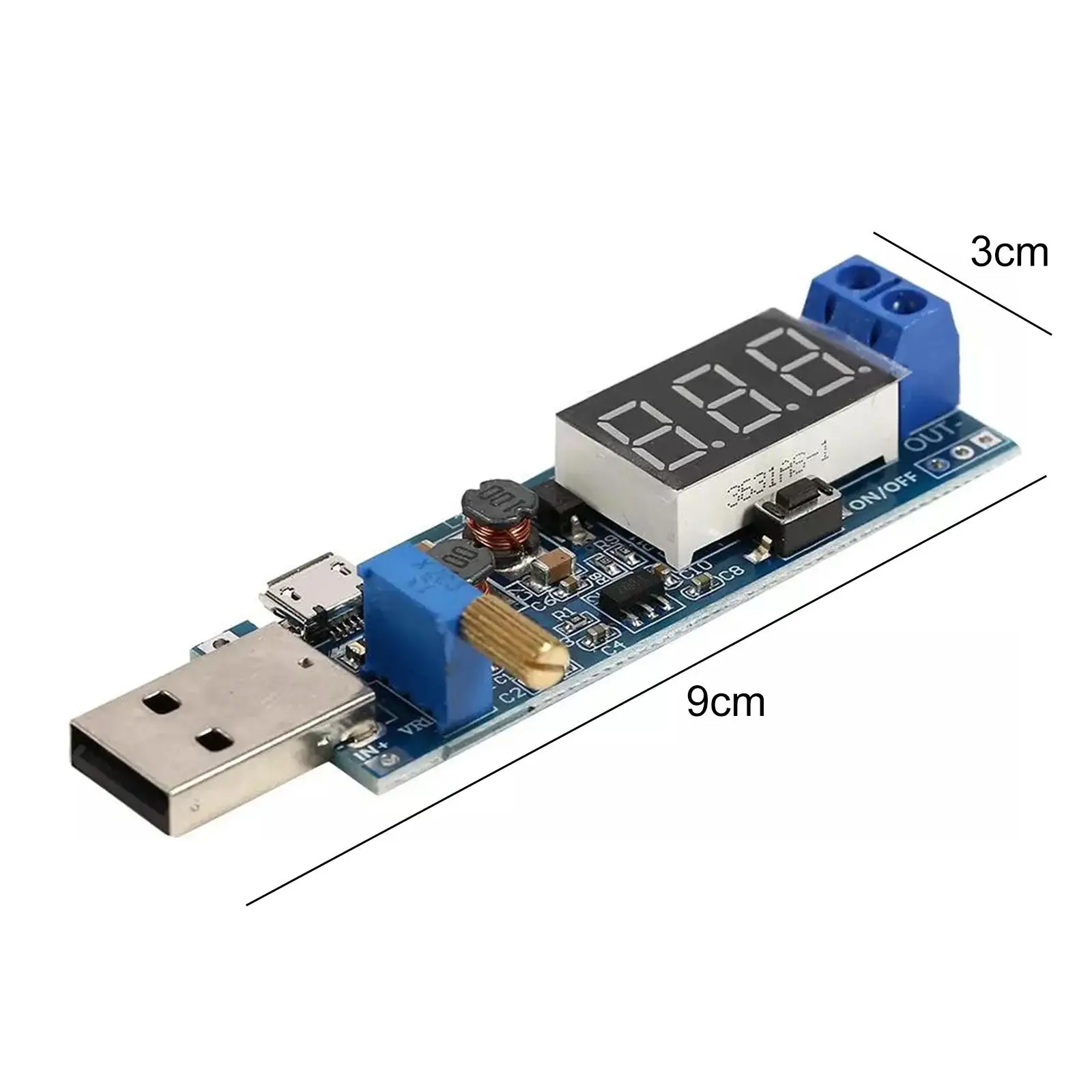 Adjustable Boost Buck Voltage Converter USB Step Up Down Power Module DC 5V to 12V 24V Digital Display Voltmeter Ammeter Battery