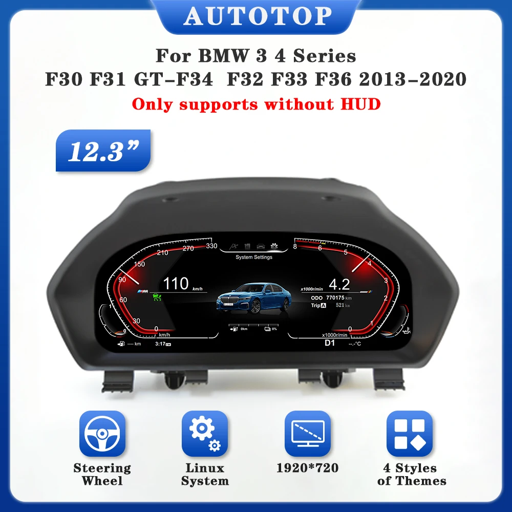 AUTOTOP 12,3 "1920*720 Virtuelles Cockpit Digital LCD Gauge Cluster Tachometer Für BMW 3 4 Serie F30 F31 F34 F32 F33 F36 NBT EVO