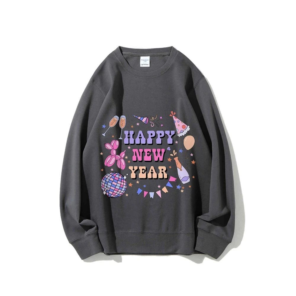 Happy New Year Style Sweatshirt Gift For Women Graphic Matching Family Jumper Christmas Party 2024 Holiday Party Sweatshirt