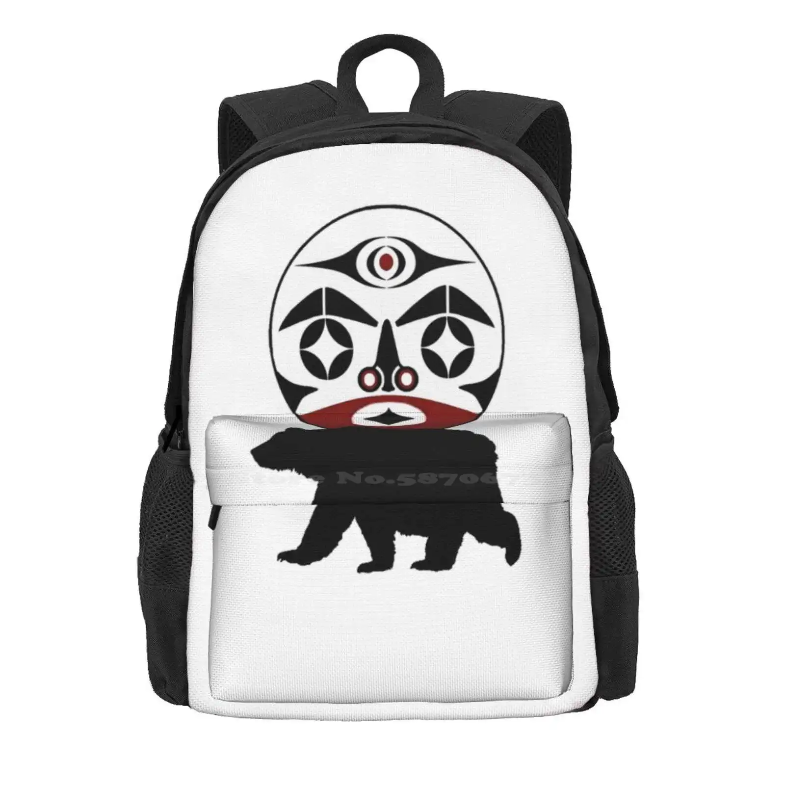 Serenity Hot Sale Schoolbag Backpack Fashion Bags Pacific Northwest Tribal Bear Pacific Northwest Tribal Kodiak Bear Grizzly