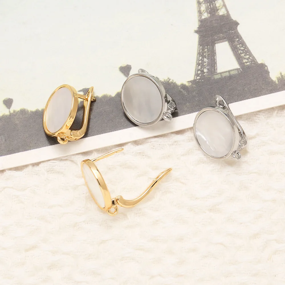 OCESRIO Gold/Silver Shell Round Earring Hooks for Earring Making Copper Gold Plated Earring Fixtures Jewelry Finding erha115