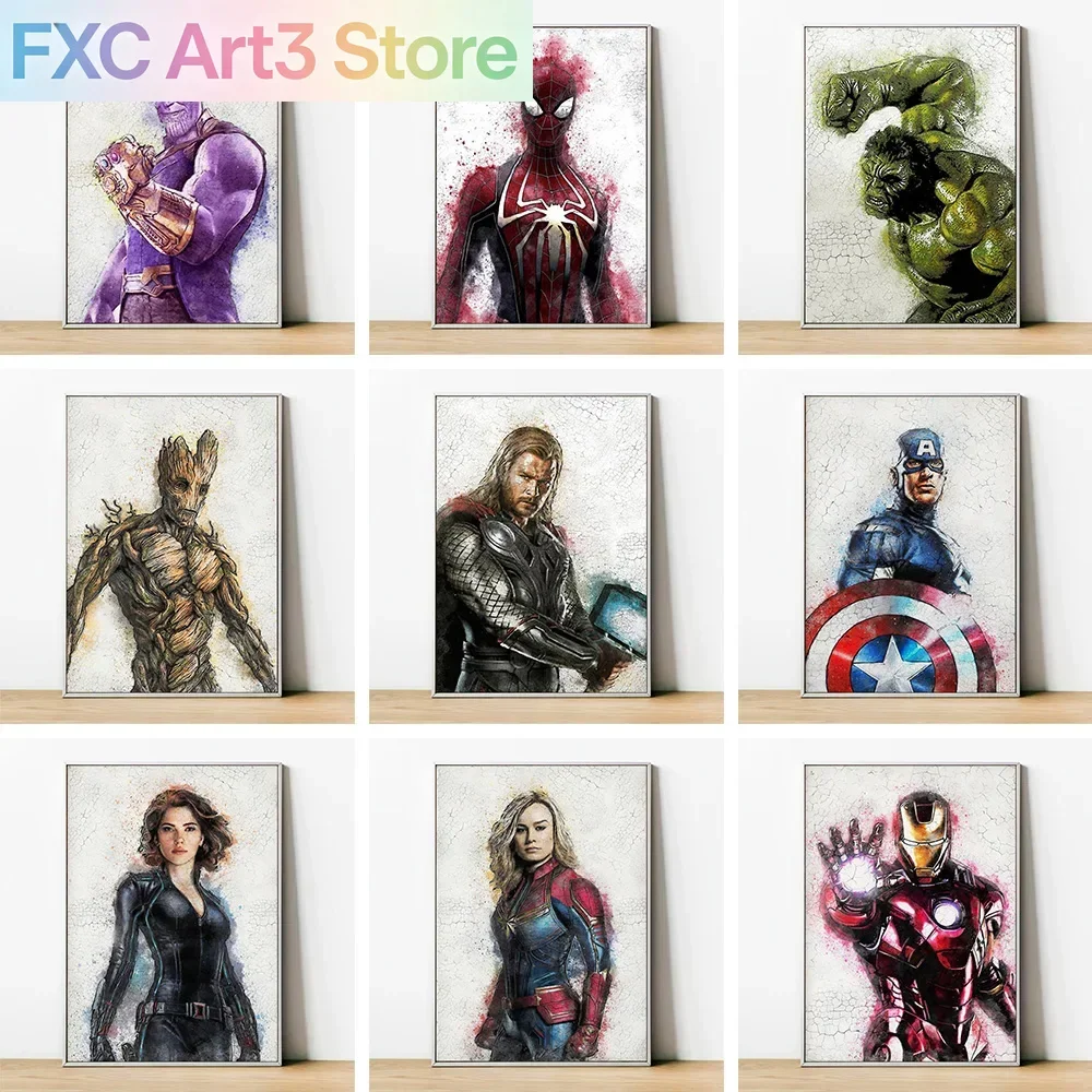 1PC frameless Canvas,Marvel Superhero Spider-Man Iron Man Home Decorative Wall Art Poster Living Room Mural Kids Room Canvas Pai