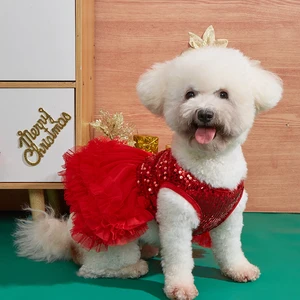 Pailletten -Pailletten -Sleeved -Kleid mit Tüll, Hundekleidung, Welpenkleider, Hundekostüm, Haustierbekleidung, Hunde, U, Katze, Hundekleidung 10 Hauptverkauf Tutu Hund - №2