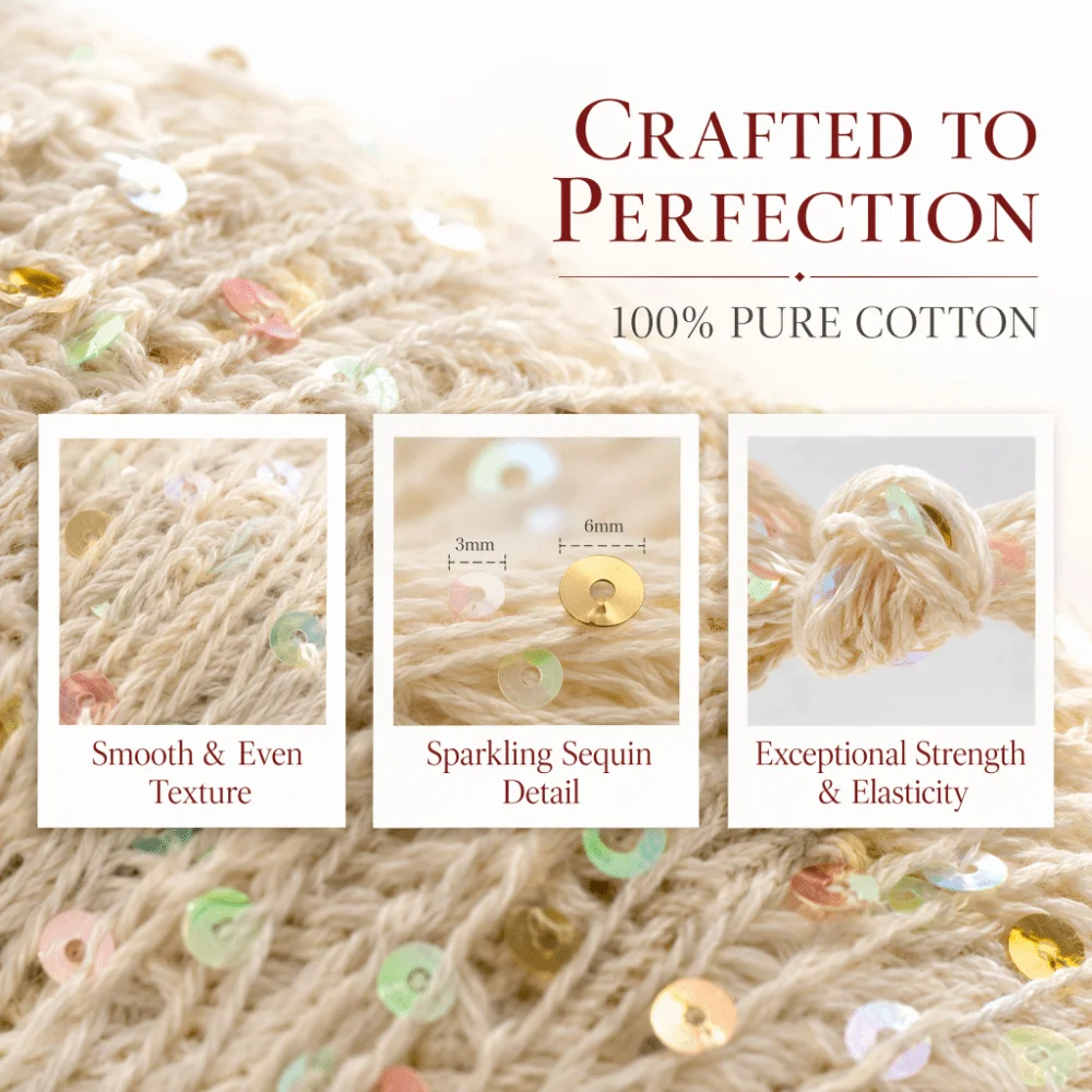 Shiny Pure Cotton Hand Knitting Thread Bead Hand Knitting Sequin Yarn Large Bead Combed Spinning Yarn Decorative