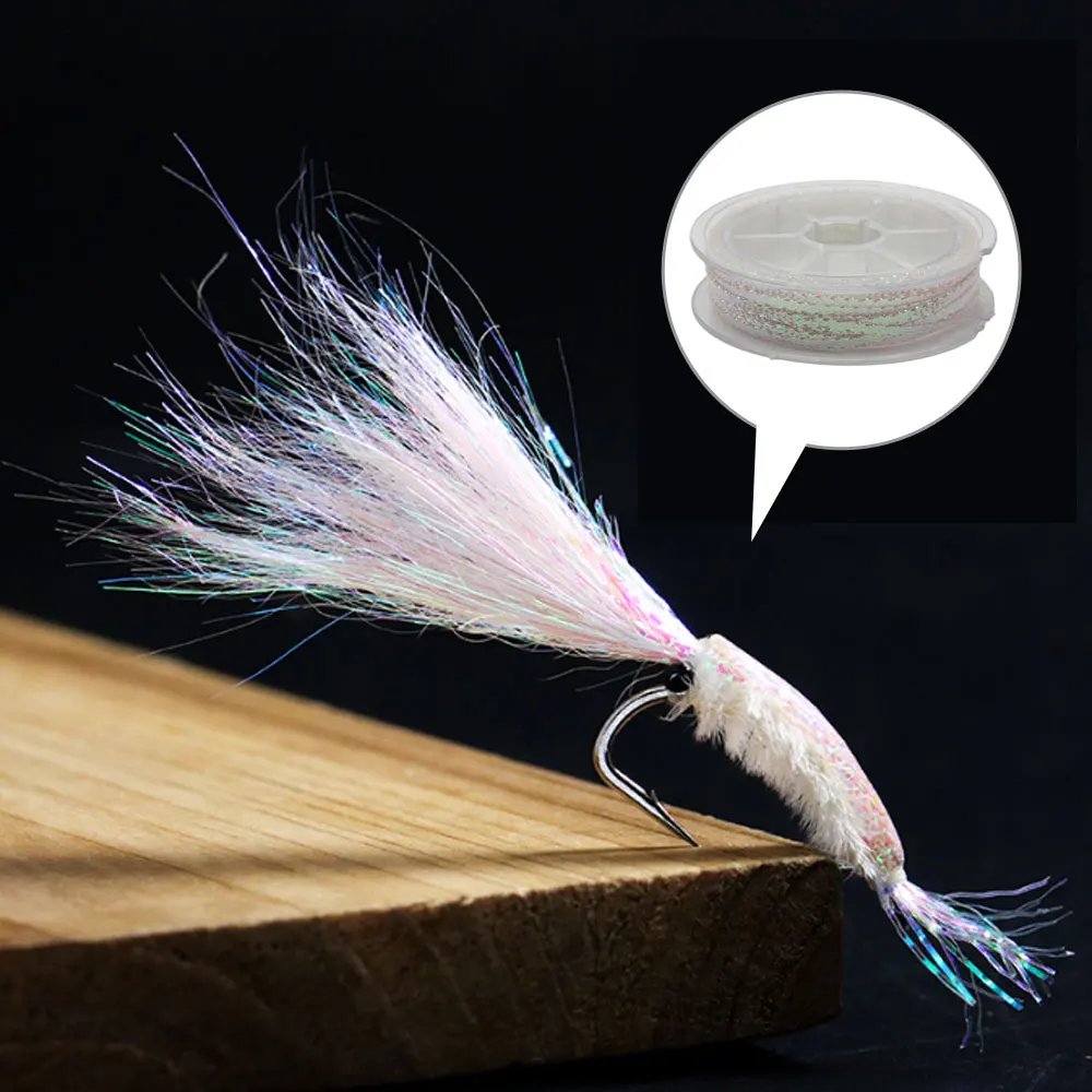 1Roll 3mm 800cm Corrugated Flash Strands Glow Flash Iridescent Synthetic Fly Tying Materials Simulates Fish Scales Fishing Lures