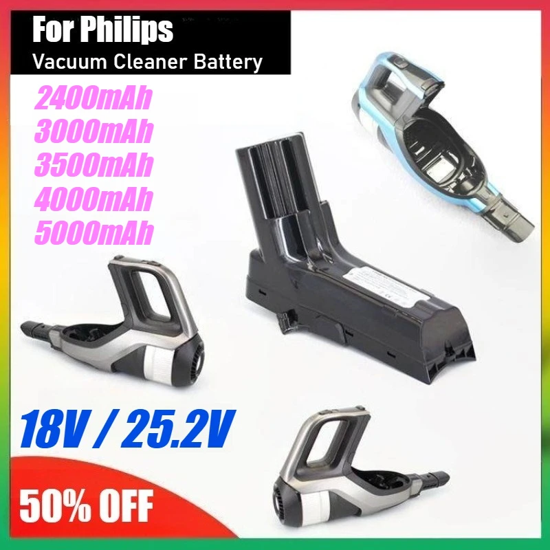 

5AH Rechargeable lithium Battery for Philips Vacuum Cleaner 18V FC6823 6827 6908 25.2V FC6812 IP822 827 SpeedPro Max Aqua/Stick