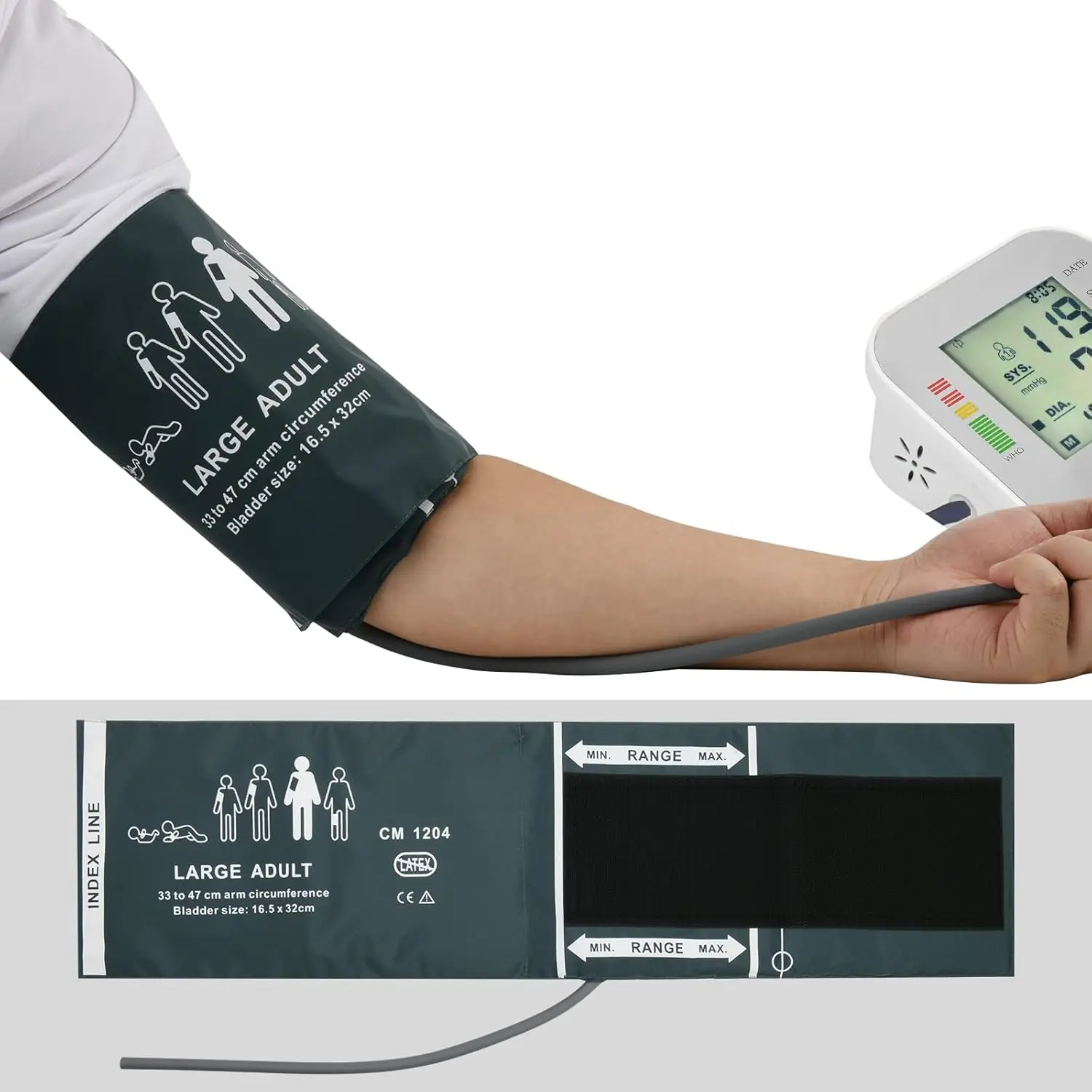 Single Tube Adult Child Infant Neonate Upper Arm Blood Pressure Armband BP Cuff for Sphygmomanometer Patient Monitor Meter C3