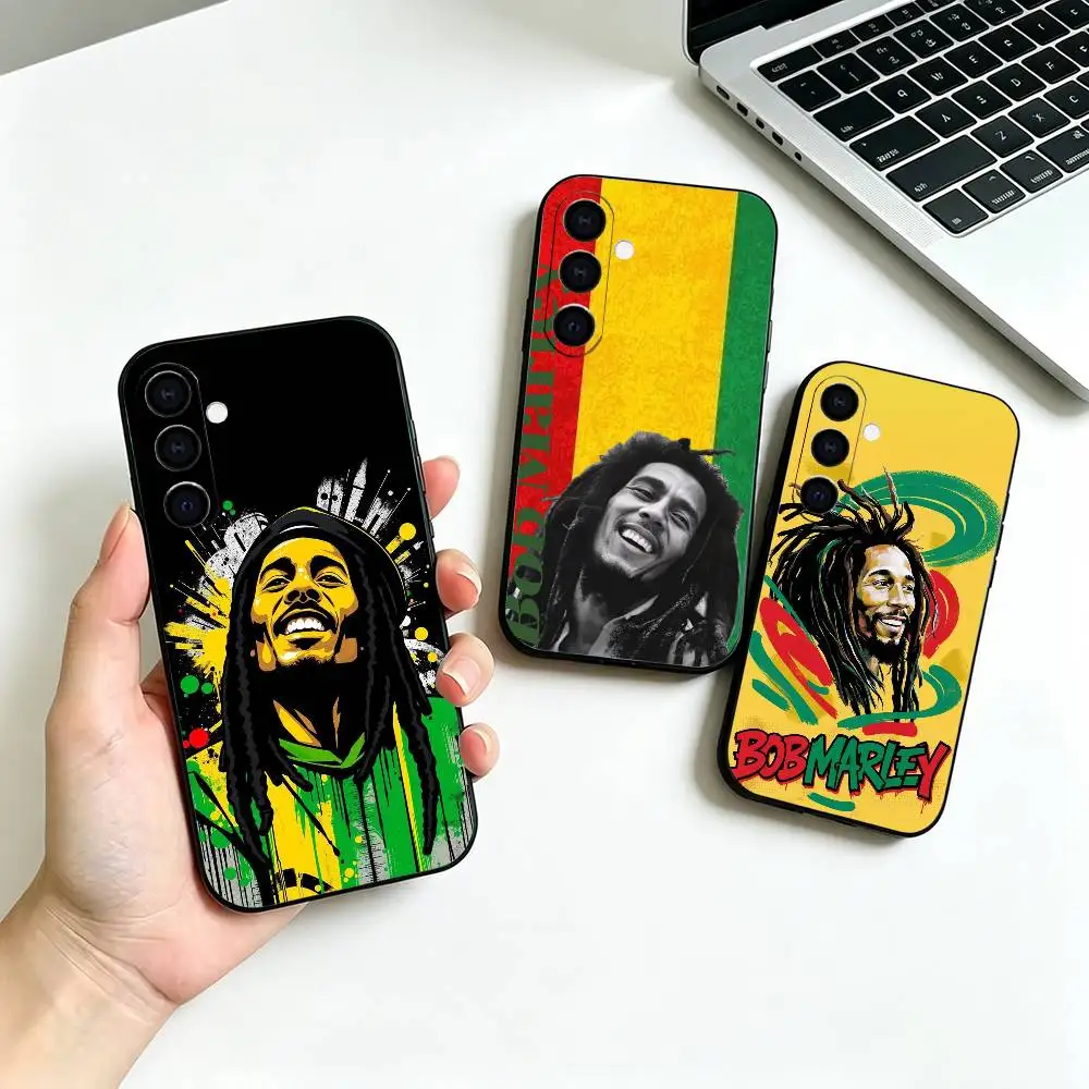 Rasta L-Lion B-Bob Marley Black Soft Silicone Phone Case for Samsung Galaxy A73, A42, A72, A70, A53, A52, A51