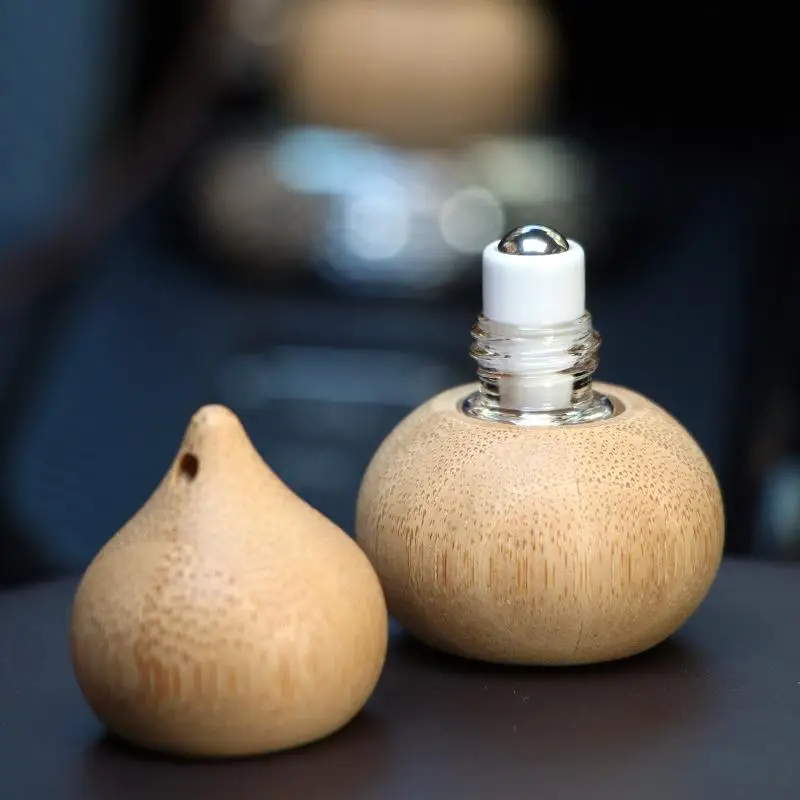 1 Stück nachfüllbare Glasrollerfläschchen aus Bambus, 2 ml, Glasrollerflaschen für ätherische Öle, Mini-Parfümflasche – Detail 1