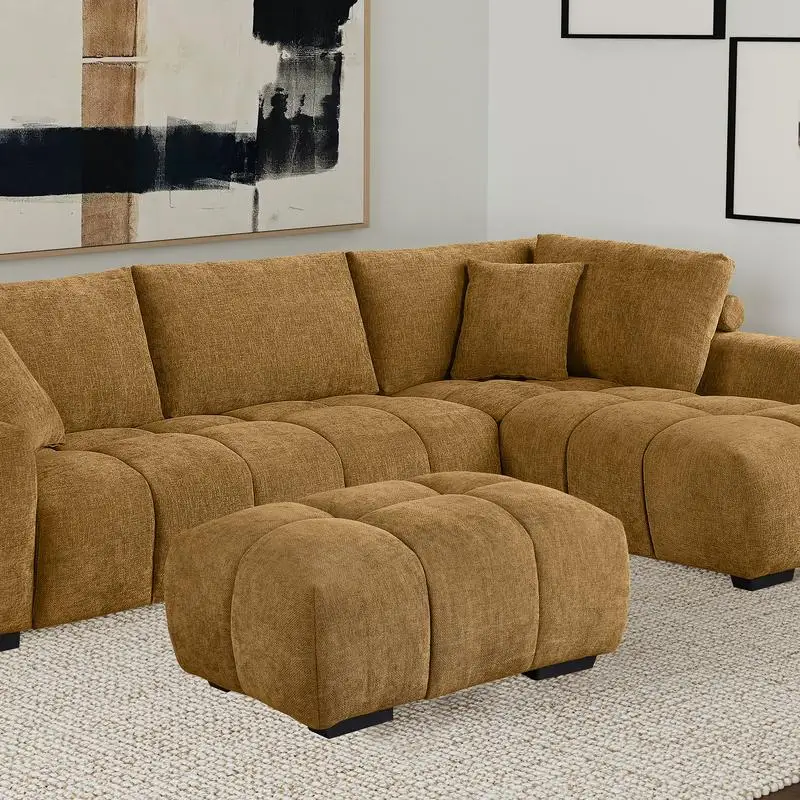 

Rectangular Tufted Upholstered Ottoman in Amber Color