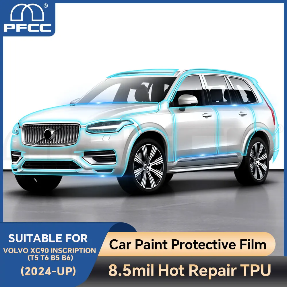 

PFCC for Volvo XC90 INSCRIPTION 2020-2023 T5 T6 B5 B6 2020-23 Transparent Pre Cut PPF Paint Protection Film TPU Clear Sticker