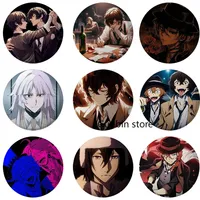 58mm Anime Brooches Dazai Osamu Nakahara Chuya Sigma Lapel Pins Cartoon Cosplay Badges Backpack Souvenir Jewelry Gifts