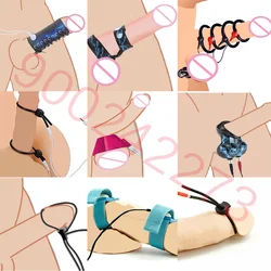 Electric Shock Penis Ring/Scrotum Bind Sleeve E-stim Glans Trainer  Cock Therapy Extender Loops BDSM Electric Play Male Sex Tool