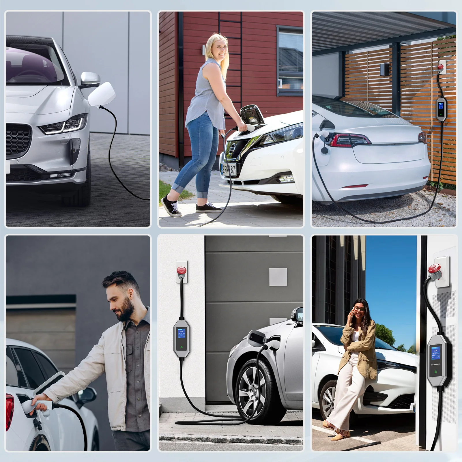 AFYEEV 22KW 32A 3Phase Type2 Portable EV Charger Wi-Fi APP Control EVSE Charging Box Charging Station for Electric Car Charger