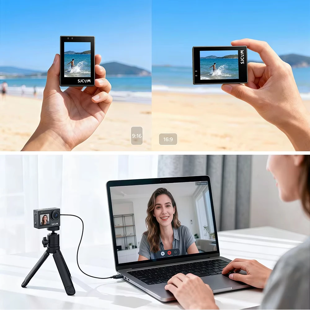 SJCAM-SJ6 Ultra+Wireless Mic/Cycling Combo,Dual Screen Camera,20MP 5G WiFi,SteadyMotion 2.0 for Driving Live Streaming Recording