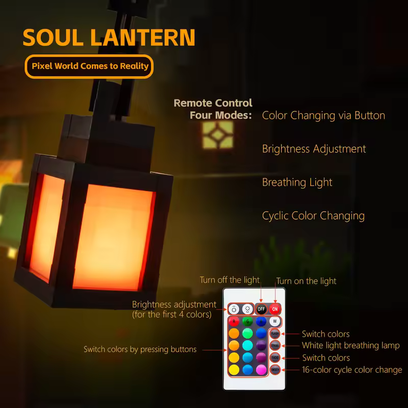 Pixel Style Night Light Portable Lantern Tabletop Ornament 16 Colors Lantern DIY Interior Decoration Festival Atmosphere Light - Image 3