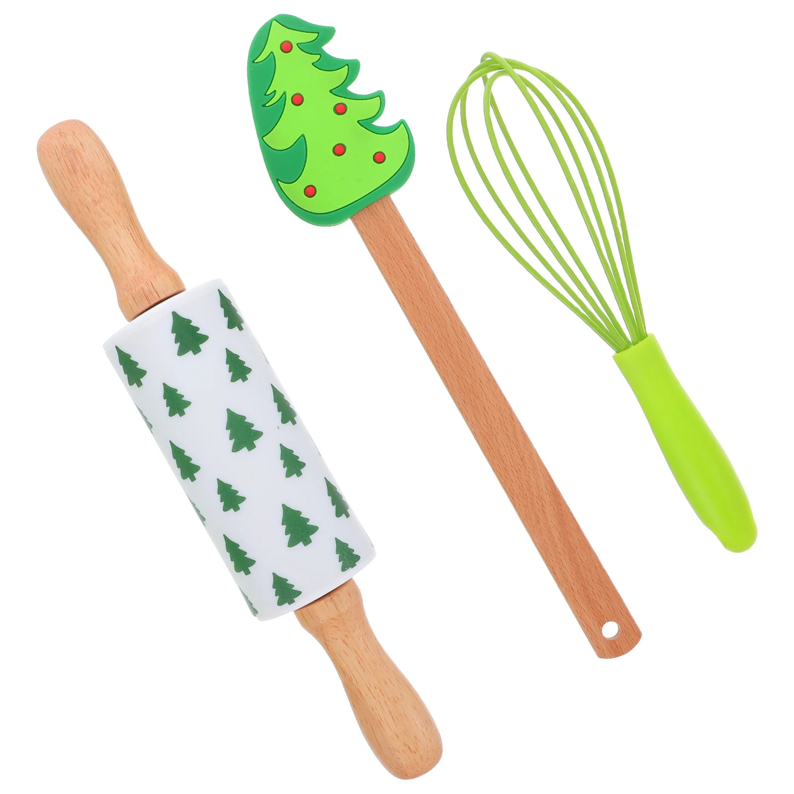 

3Pcs Silicone Baking Tools Set Christmas Rolling Pin for Cookies Pastry Holiday Kitchen Utensil Set Non-Stick Easy Clean