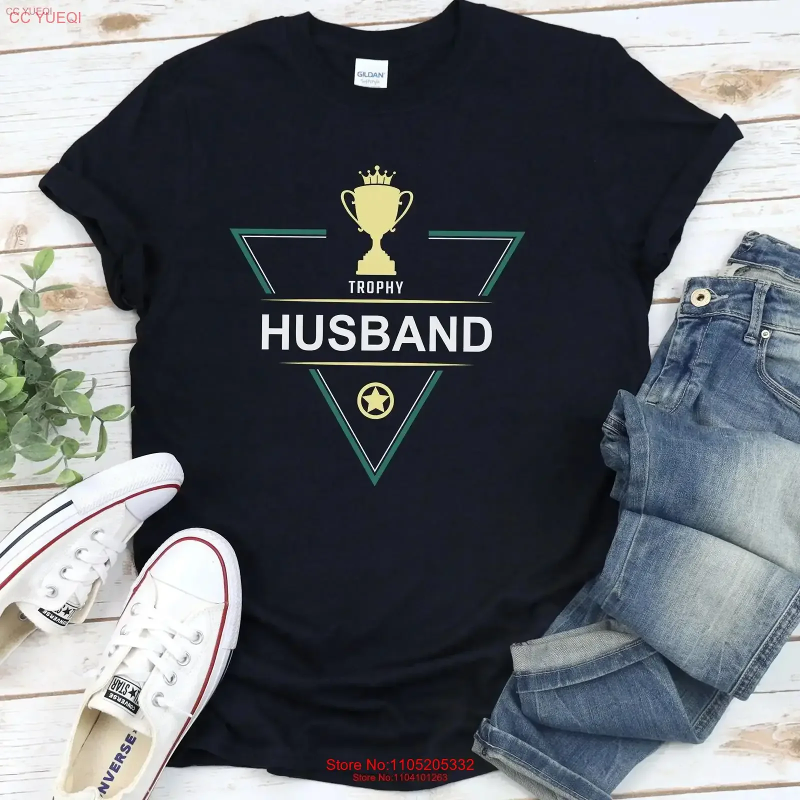 Funny Husband Trophy T Shirt for Him from Wife Anniversary Present vintage Washed streetwear Top For Everyday Wear Breathable