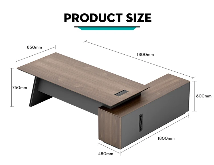 Modern L Shaped Executive Desk High Tech Office Furniture for Boss CEO Computer Workstation Spacious Desktop Home Business