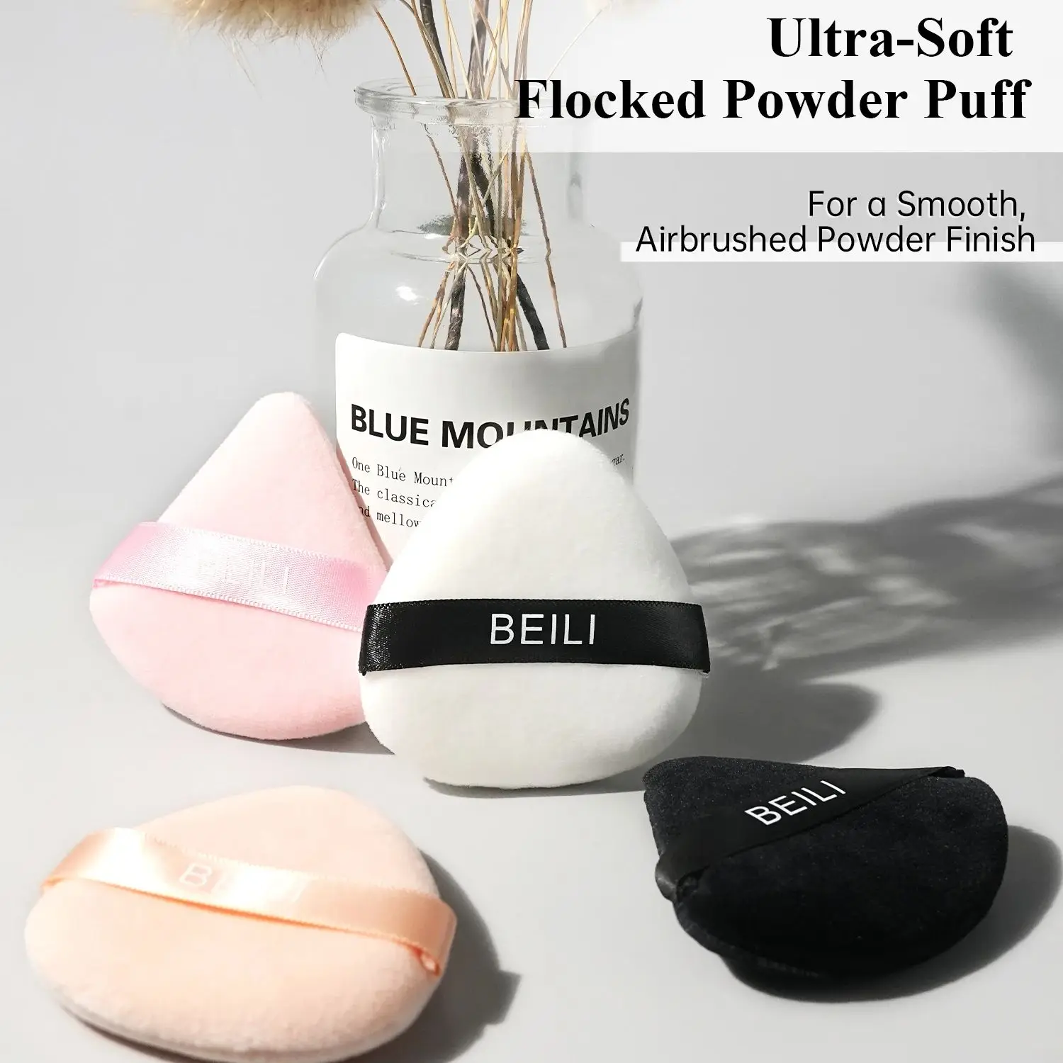 4piece Powder Puff Face Soft Triangle Makeup Puff Velour Makeup Sponge Stocking Stuffers for Loose Powder
