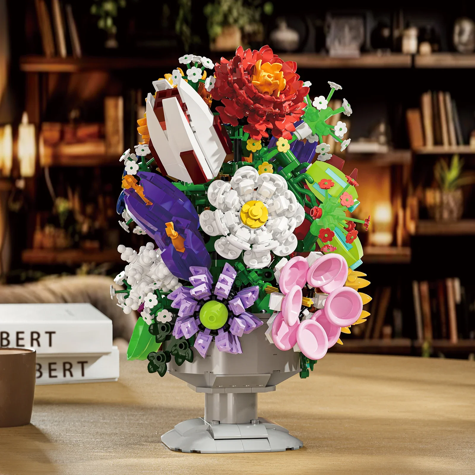 

1092PCS Flower Bouquet Building Blocks Sets DIY Assembly Bricks Toys Desktop Ornaments Home Decoration Holiday Gifts For Girls
