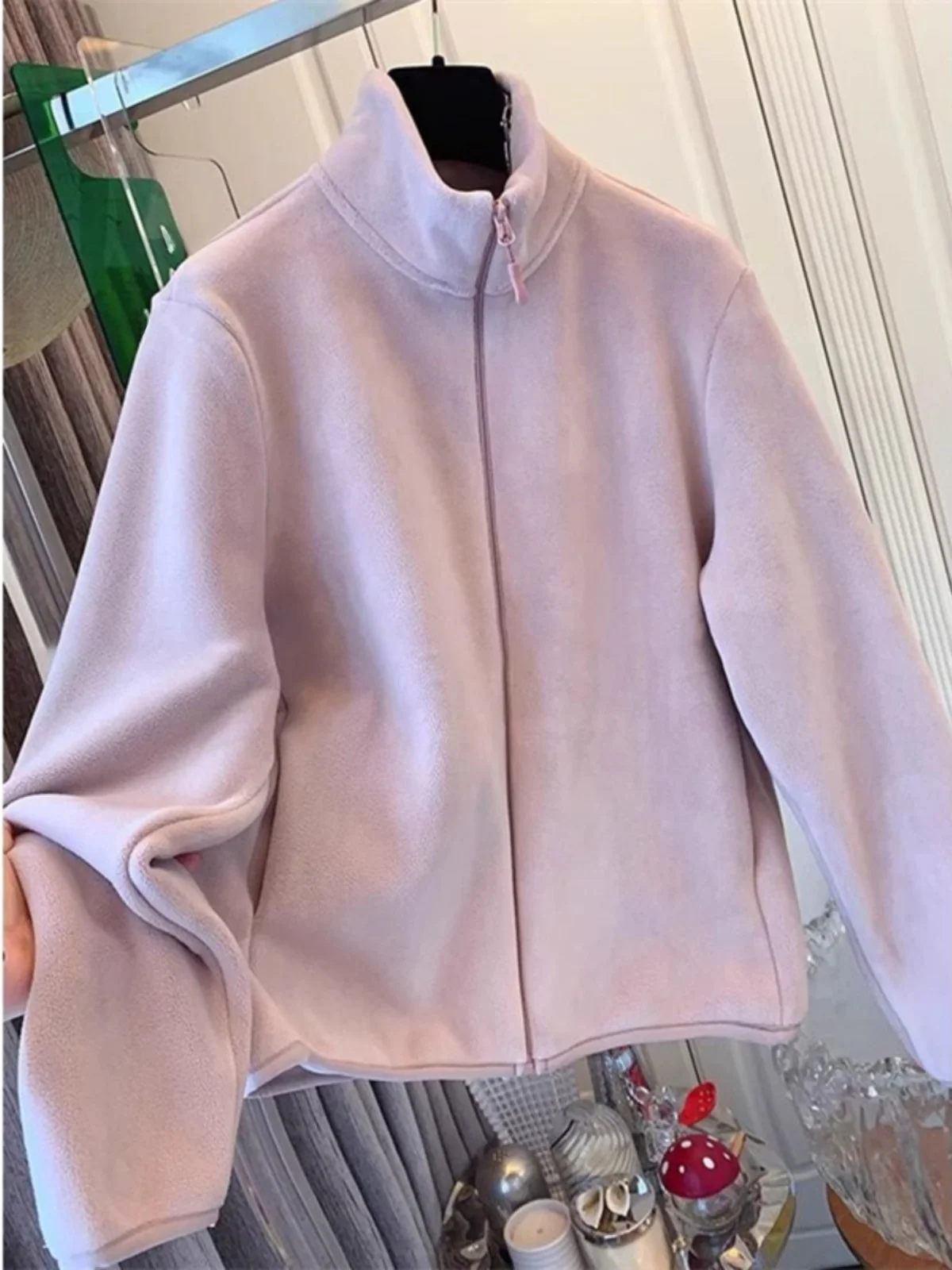 

Double-Sided Fleece Zipper Hoodie Jacket Women Loose Warm Top Autumn Winter New Style Commute Korean Style Large Size Coat