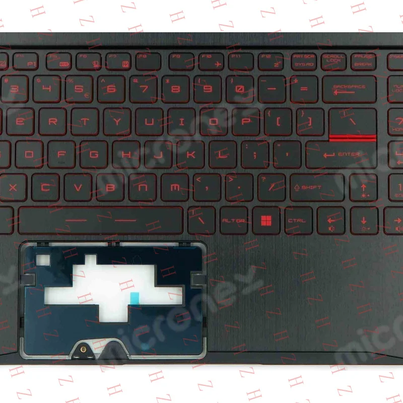 P+ FOR MSI GL65 9SC 9SCK 9SD 9SDK 9SE 9SEK Palmrest Keyboard LED US-Int black