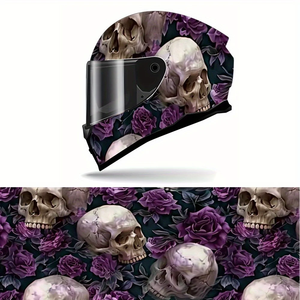 

Purple Rose & Skull Full Face Helmet Painting Sticker - Waterproof and Scratch Resistant Self Adhesive PVC Sheet with Artistic A
