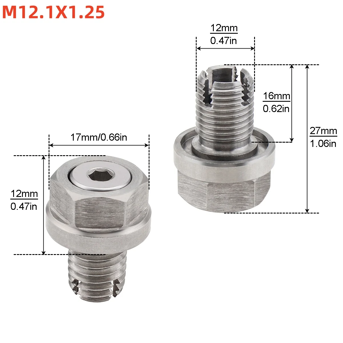 M12.1 x 1.25/1.5/1.75, M14.1 x 1.25/1.5, M16.1/M18.1 x1.5 Self Tapping Oil Drain Plug with O Ring, Wrench, Pan Thread Repair Kit