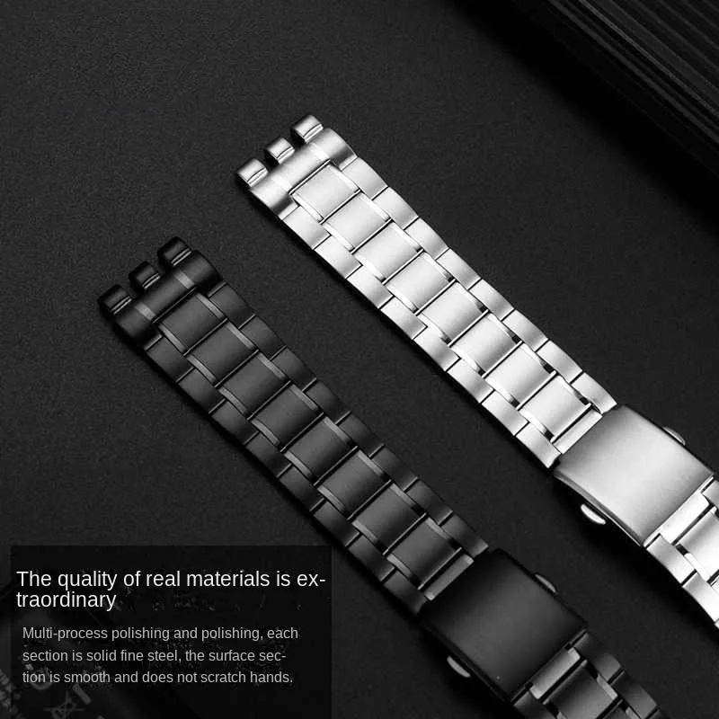 For Swatch solid core metal bracelet concave convex watch chain YVS400 YGS749G YVB404 men and women\'s steel watchband 19mm 21mm