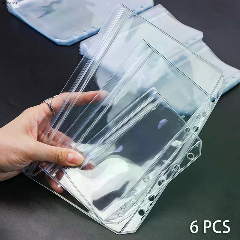 

Новые 6 шт. папок-органайзеров формата А5/А6/А7 с 6 отверстиями, 3-слойные, двусторонние, с прозрачными молниями и боковым открытием, водонепроницаемый ПВХ