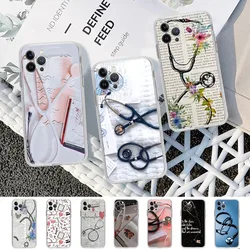 Medical Medicine stethoscope Phone Case For iPhone 15 14 11 12 13 Mini Pro XS Max Cover 6 7 8 Plus X XR SE 2020 Funda Shell