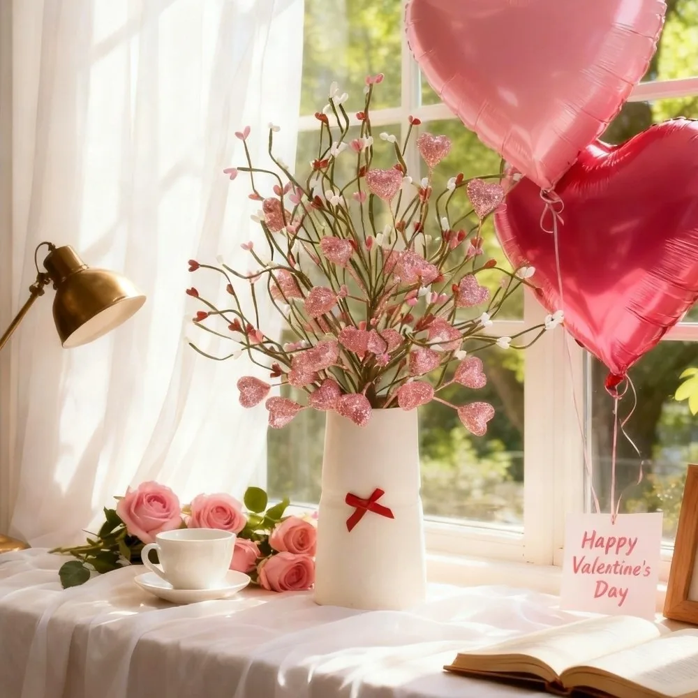 

Изысканный декоративный букет из искусственных веток с эффектом сердца, из смолы, устойчивый к брызгам, ручная работа